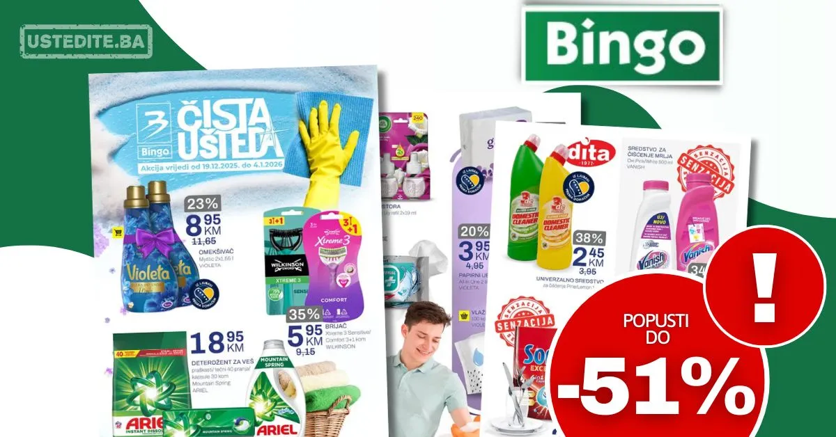 Bingo akcija ČISTA UŠTEDA - sniženje do 4.1.2026.