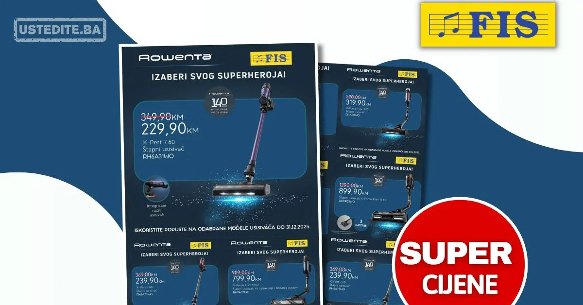 Fis akcija - ROWENTA USISIVAČI sniženje do 31.12.2025.
