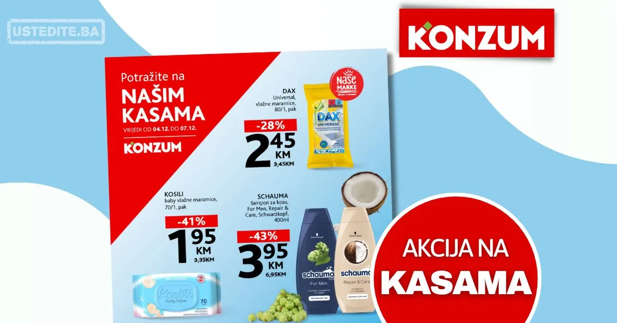 Konzum AKCIJA NA KASAMA 4-7.12.2025.