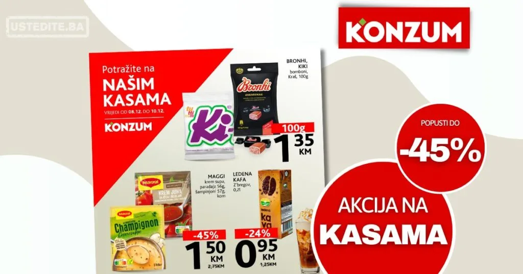 Konzum AKCIJA NA KASAMA 8-10.12.2025.