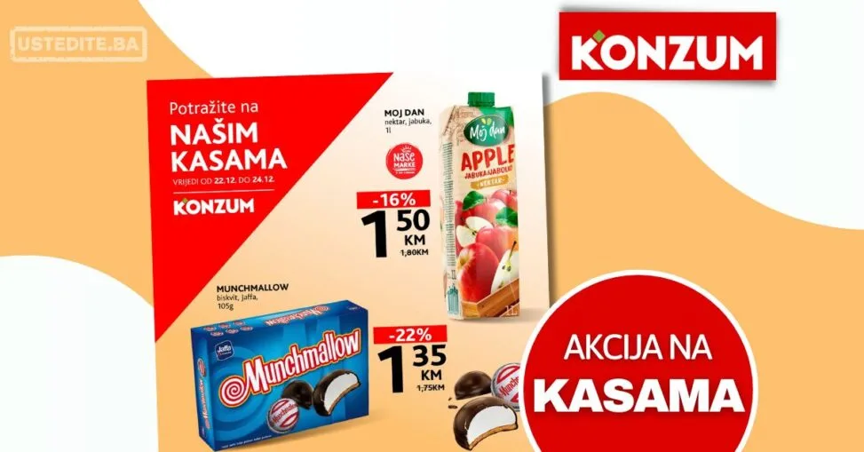 Konzum AKCIJA NA KASAMA 22-24.12.2025.