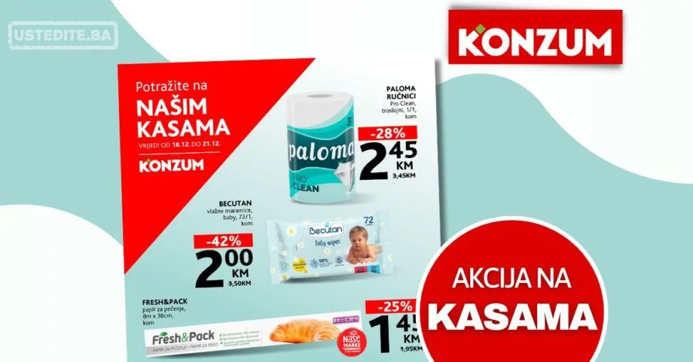 Konzum AKCIJA NA KASAMA 18-21.12.2025.