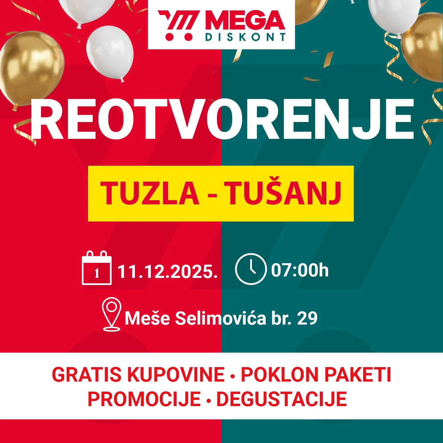 Mega Diskont Tuzla- Tušanj REOTVORENJE 11.12.2025.