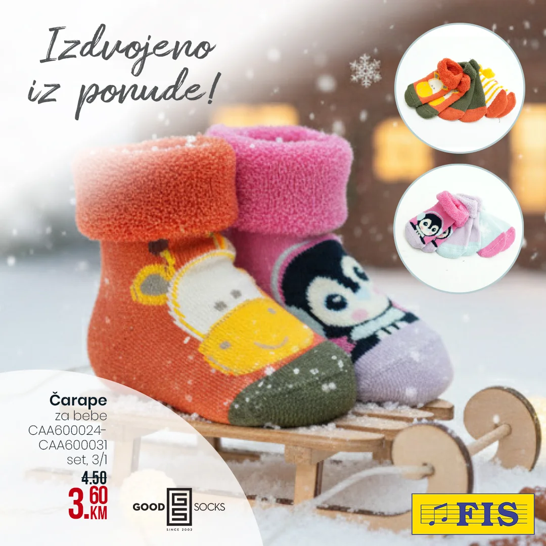 Fis akcija ZIMSKE ČARAPE ZA DJECU – januar 2026