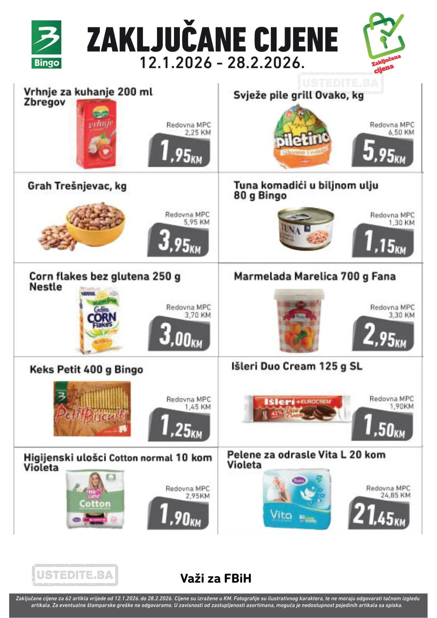 Bingo ZAKLJUČAVAMO CIJENE 12.1-28.2.2026.