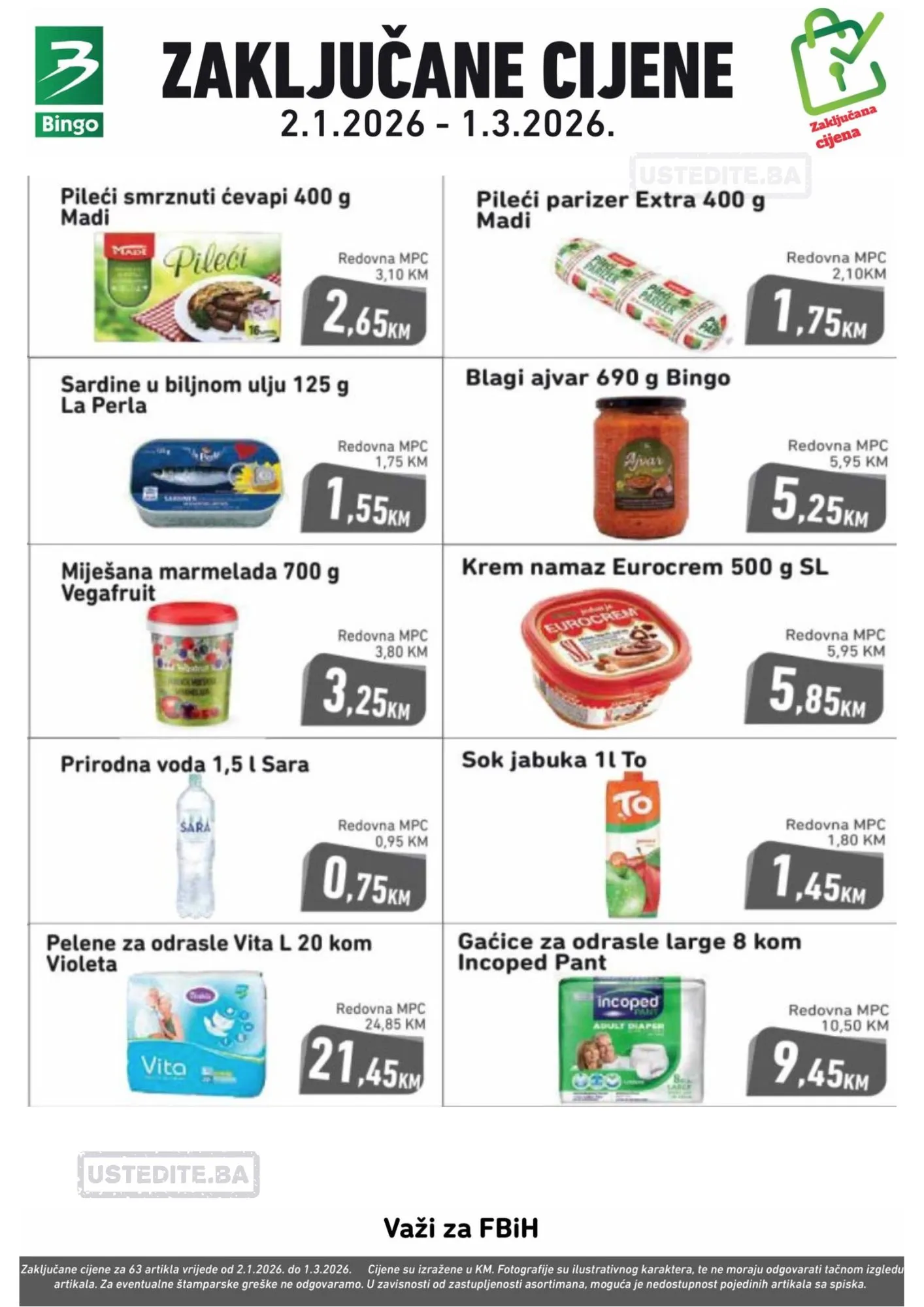 Bingo ZAKLJUCANE CIJENE 