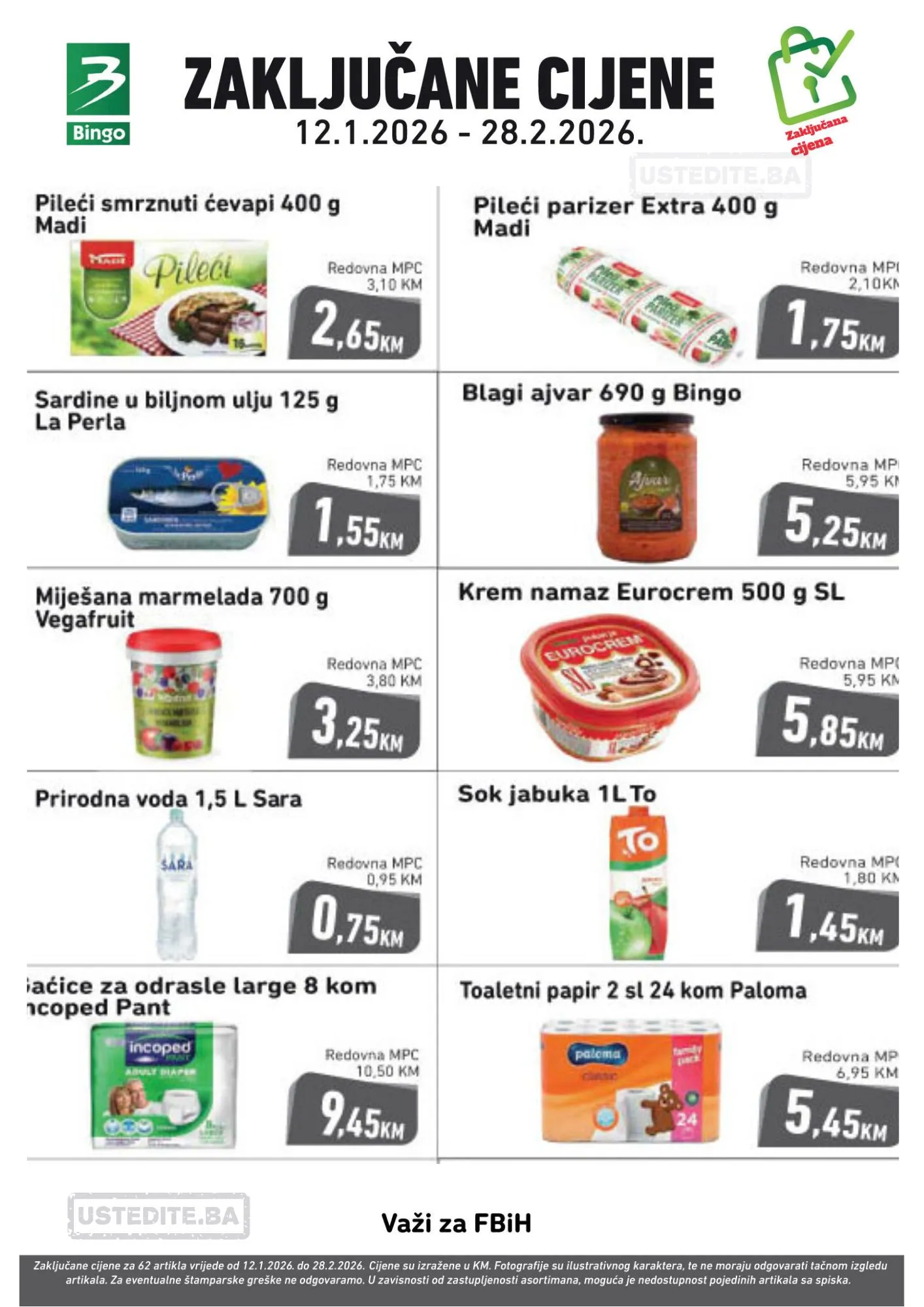 Bingo ZAKLJUČAVAMO CIJENE 12.1-28.2.2026.