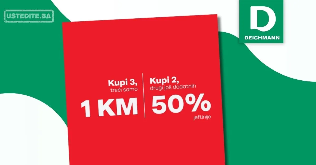 Deichmann sniženje TREĆI PAR samo 1 KM do 19.1.2026.