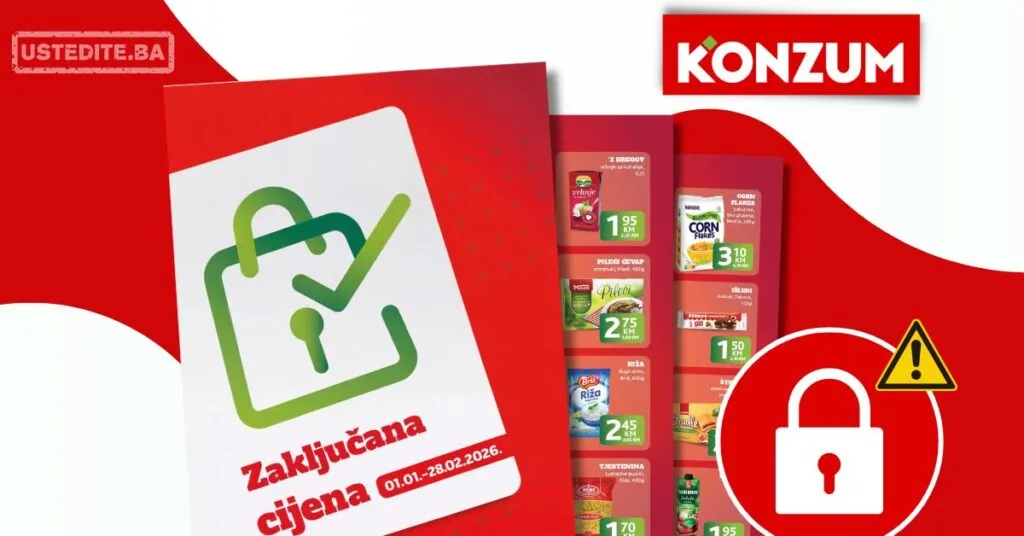 Konzum akcija ZAKLJUČAVAMO CIJENE 1.1-28.2.2026.