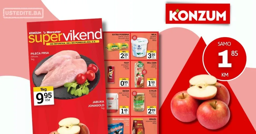 Konzum vikend akcija 29.1-2.2.2026.