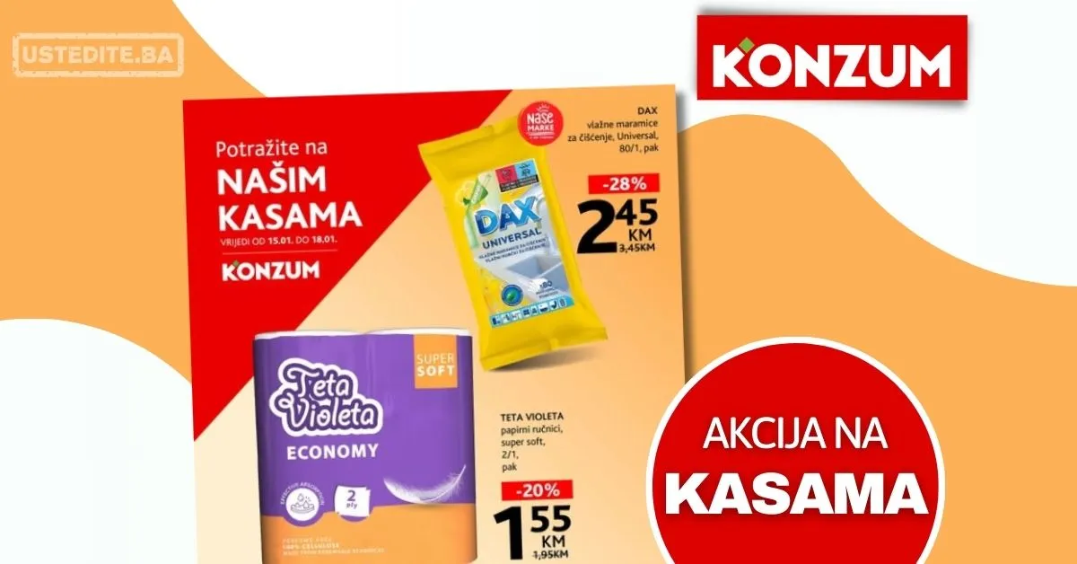 Konzum AKCIJA NA KASAMA 15-18.1.2026.