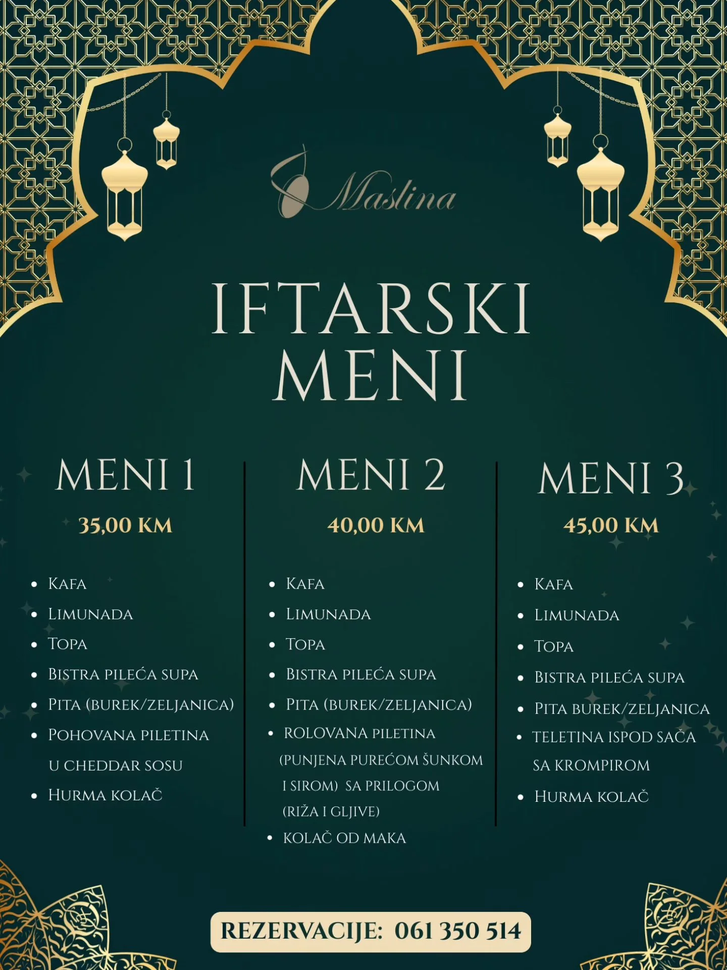 Pizzerija Maslina IFTARSKI MENI 📍Sarajevo 2026.