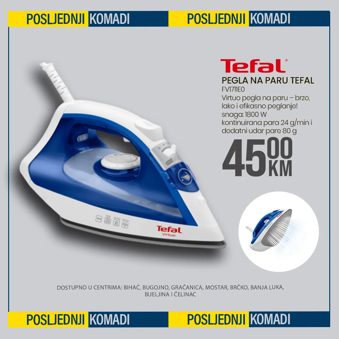 Fis akcija POSLJEDNJI KOMADI TEFAL PEGLI februar 2026.
