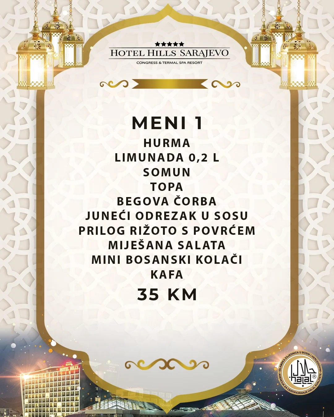Hotel Hills IFTARSKI MENI 📍 Ilidža 2026.