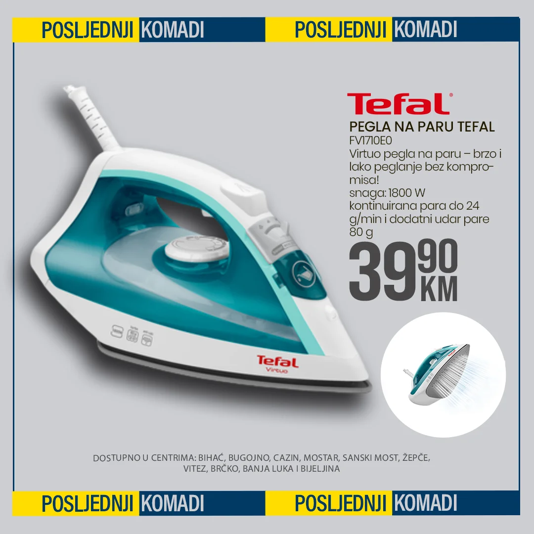 Fis akcija POSLJEDNJI KOMADI TEFAL PEGLI februar 2026.