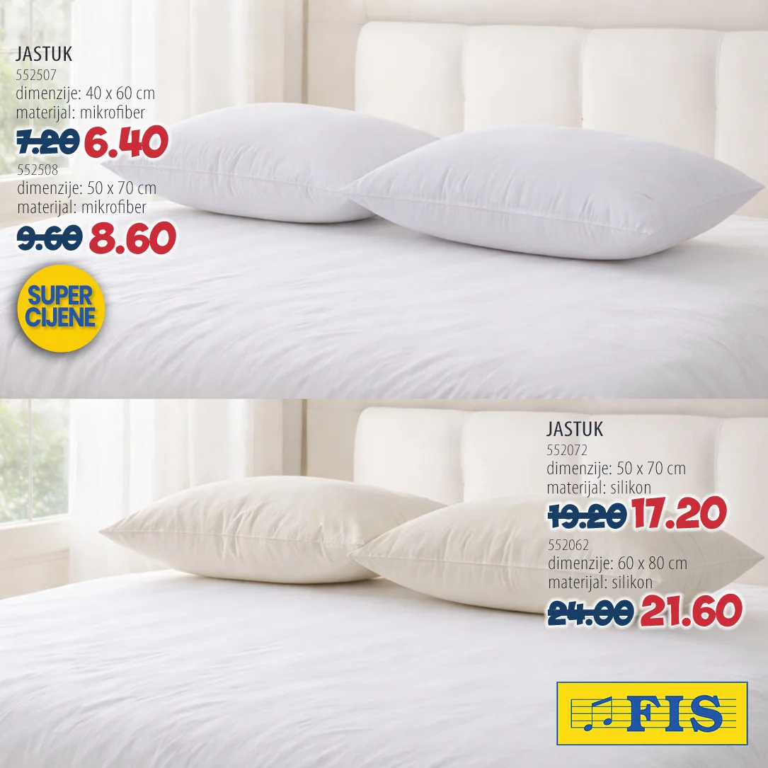 Fis akcija KUĆNI TEKSTIL - posteljine, jastuci i nadmadraci 17-28.2.2026.