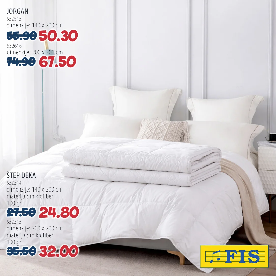 Fis akcija KUĆNI TEKSTIL - posteljine, jastuci i nadmadraci 17-28.2.2026.