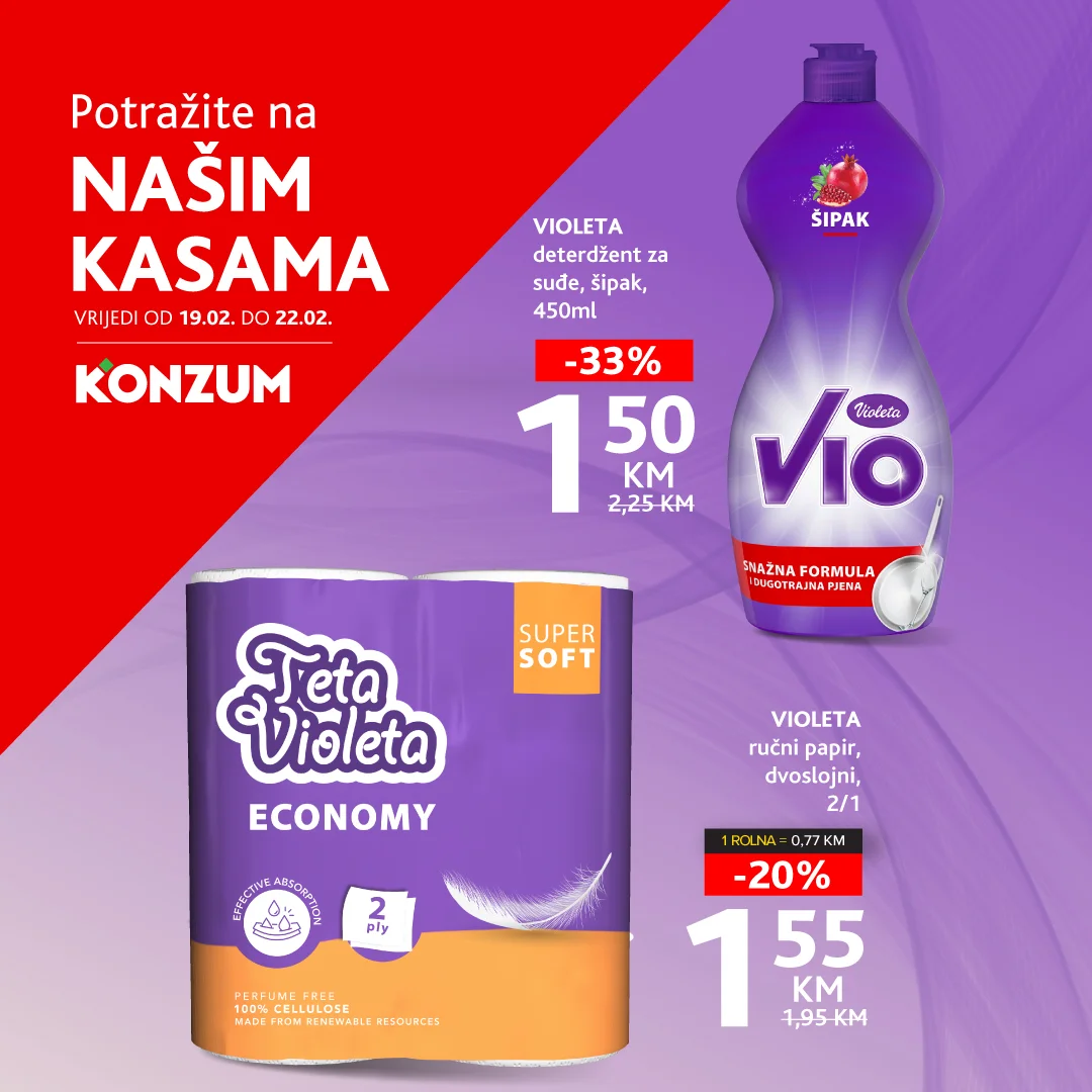 Konzum AKCIJA NA KASAMA 19-22.2.2026.