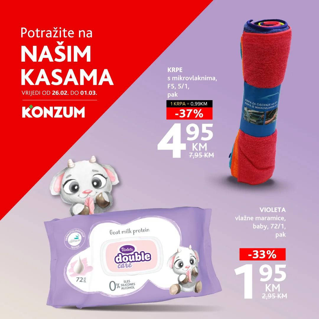 Konzum AKCIJA NA KASAMA 26.2-1.3.2026.