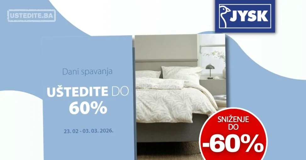 Jysk akcija DANI SPAVANJA 23.2-3.3.2026.