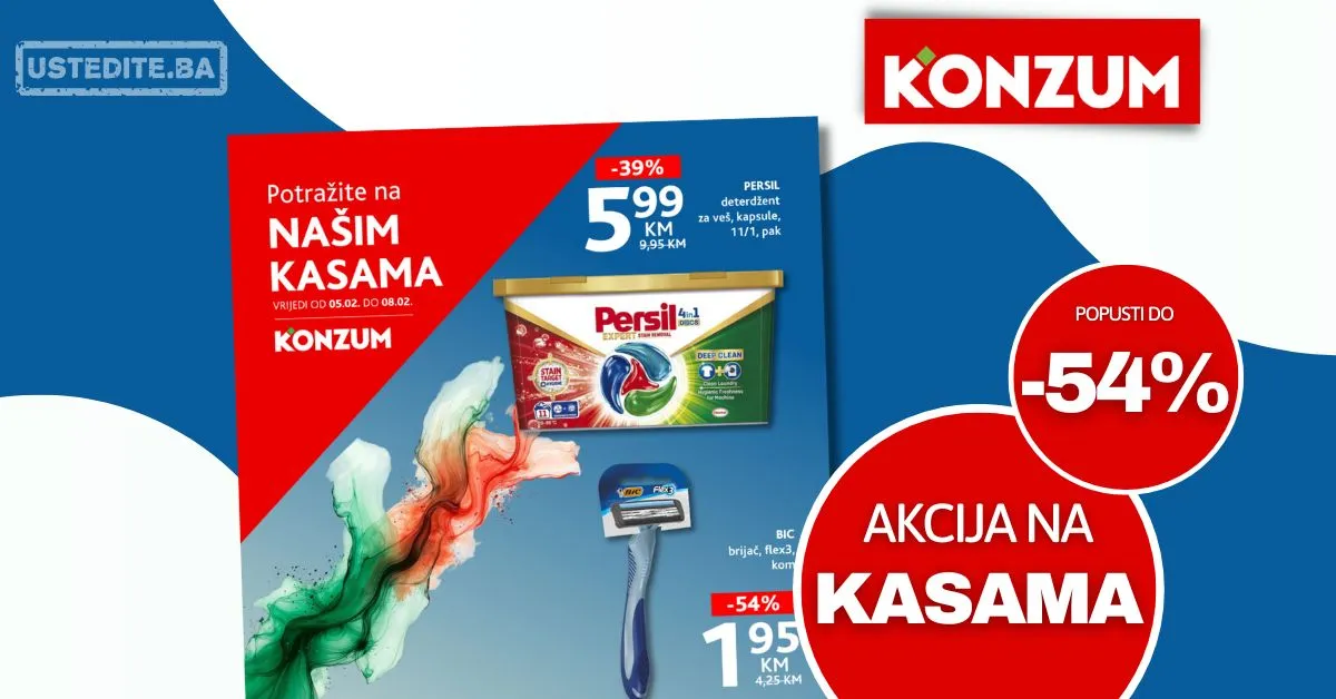 Konzum AKCIJA NA KASAMA 5-8.2.2026.