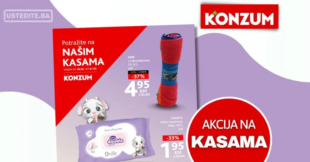 Konzum AKCIJA NA KASAMA 26.2-1.3.2026.