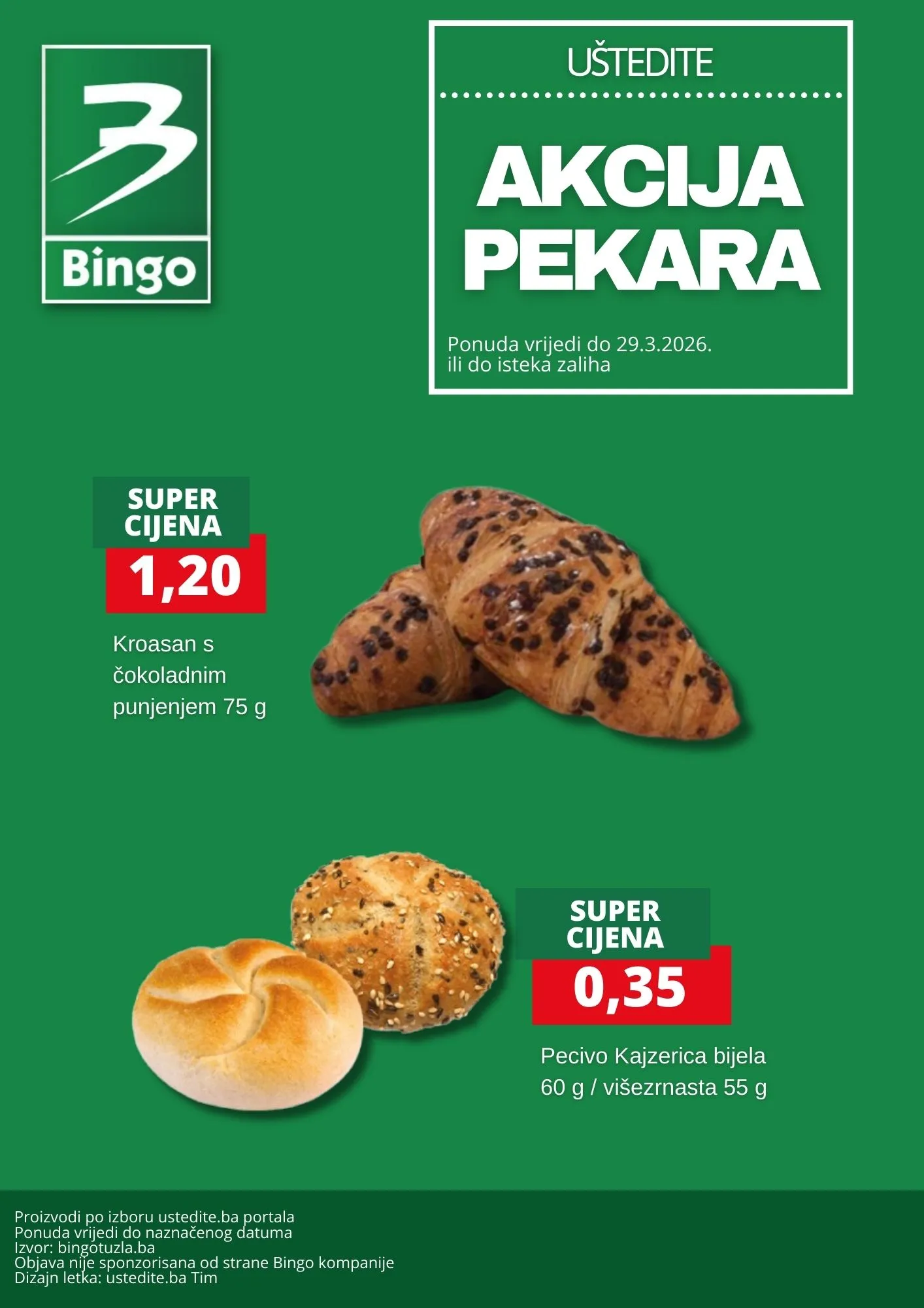 Bingo akcija PEKARA - sniženje do 29.3.2026.