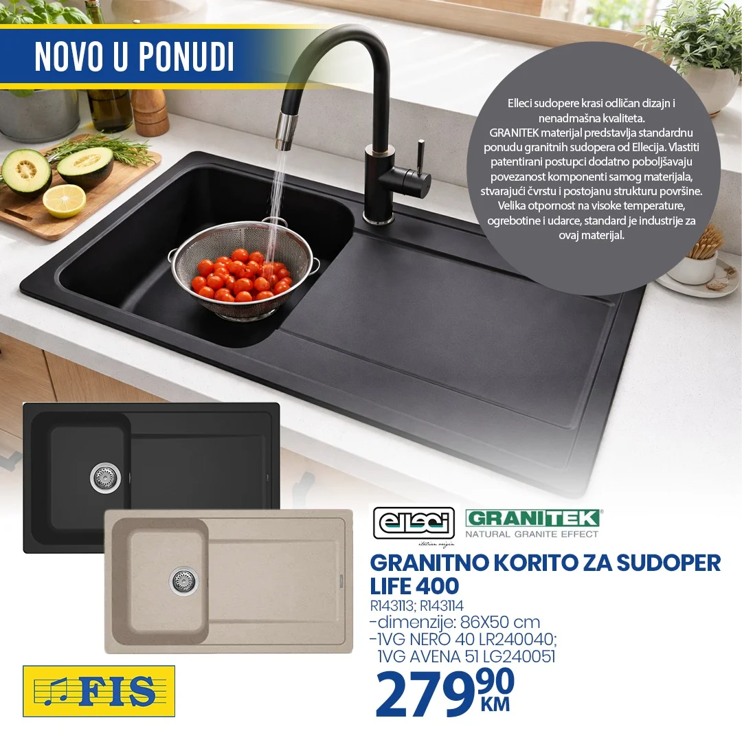 Fis akcija: granitni sudoperi i kuhinjska oprema mart/april 2026.