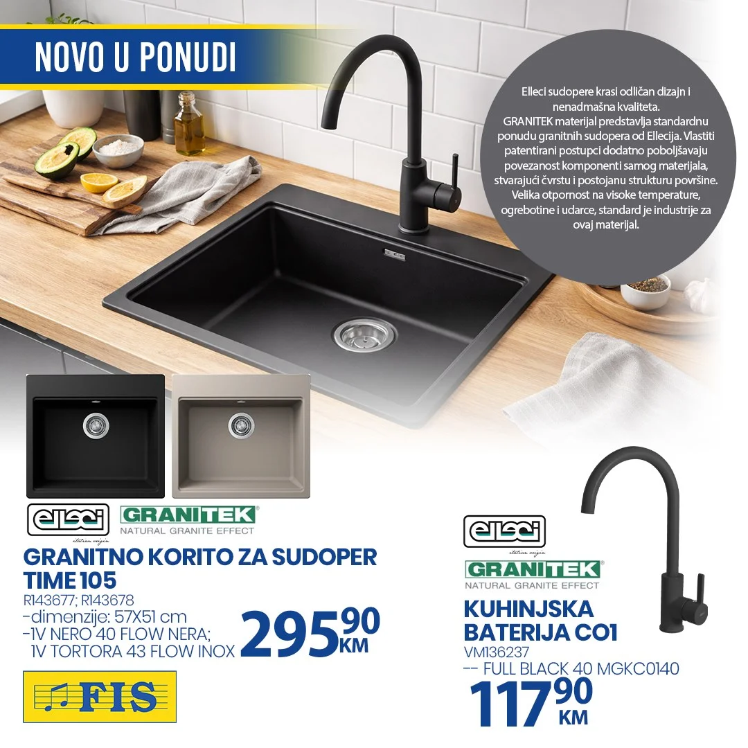 Fis akcija: granitni sudoperi i kuhinjska oprema mart/april 2026.