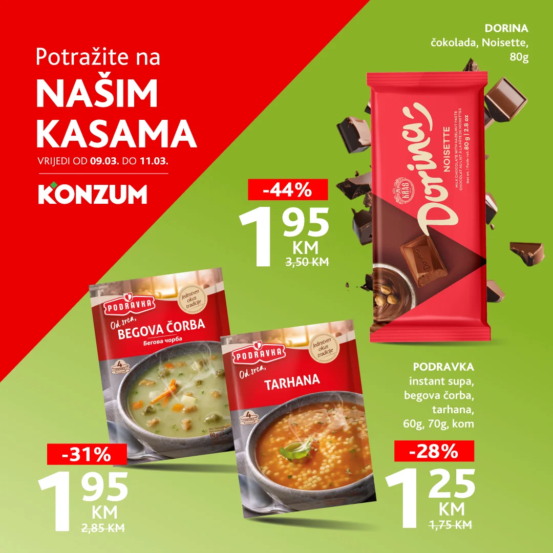 Konzum AKCIJA NA KASAMA 9-11.3.2026.