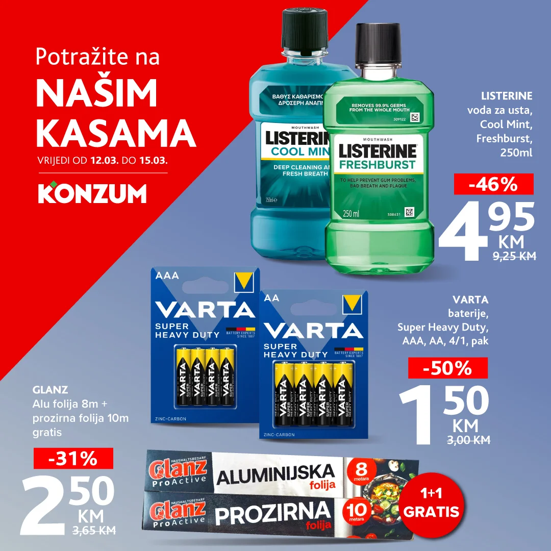 Konzum AKCIJA NA KASAMA 12-15.3.2026.