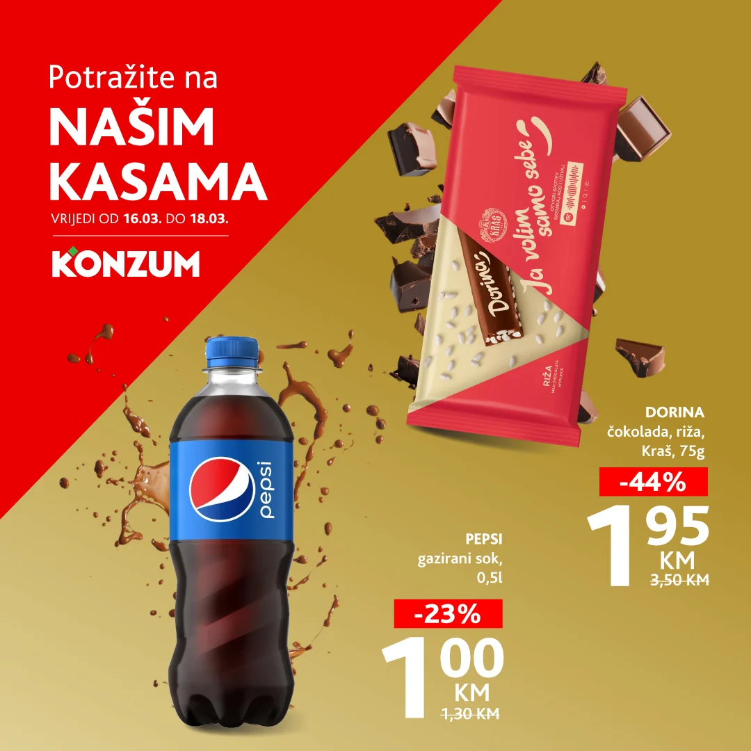 Konzum AKCIJA NA KASAMA 16-18.3.2026.