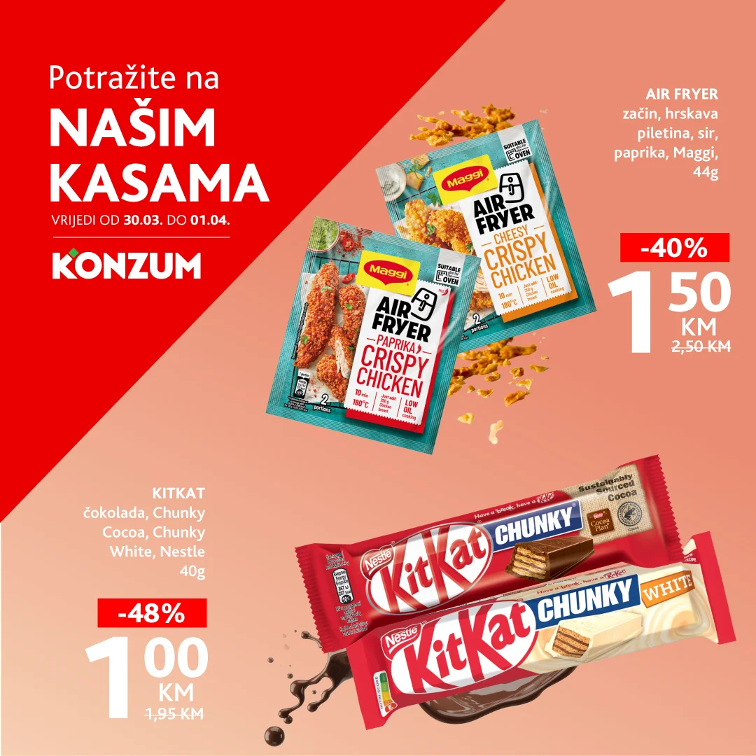 Konzum AKCIJA NA KASAMA 30.3-1.4.2026.