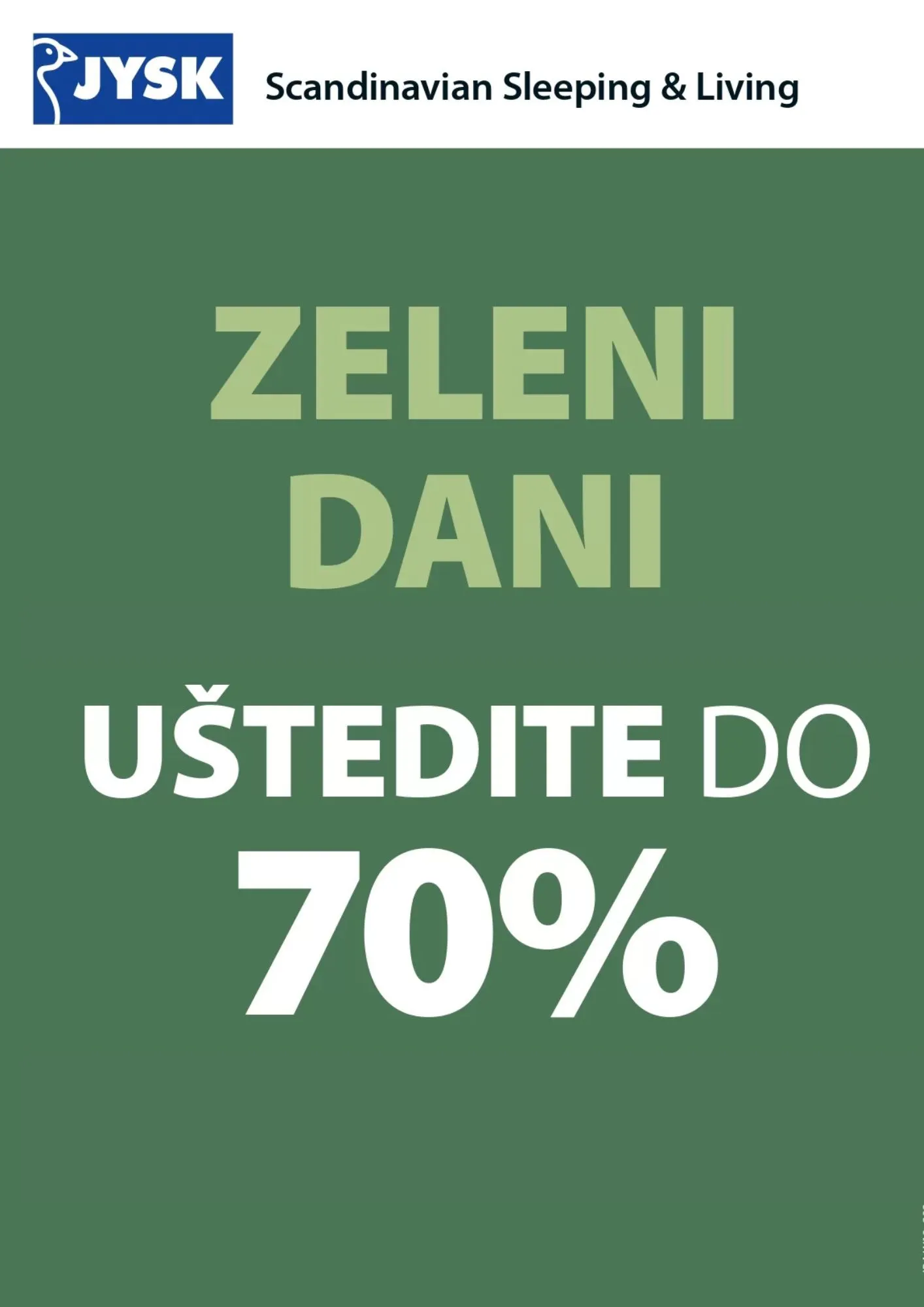 Jysk ZELENI DANI SNIŽENJE do 70% 11-15.3.2026.