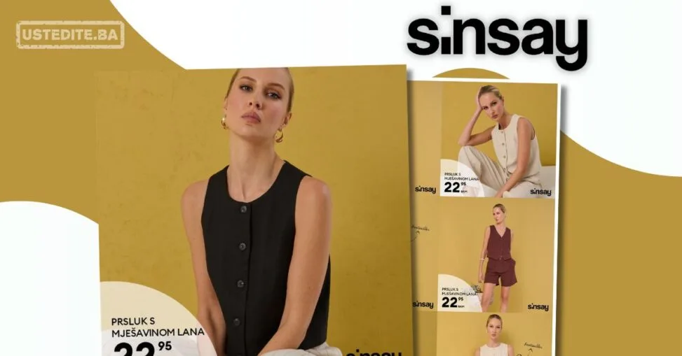 Sinsay akcija: Moderni prsluci s mješavinom lana - mart 2026.