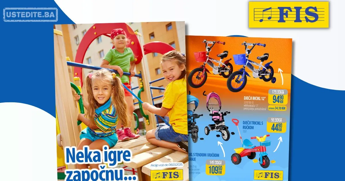 Fis akcija IGRAČKE: bicikli, tricikli, trampoline i automobili – sniženje do 8.3.2026.