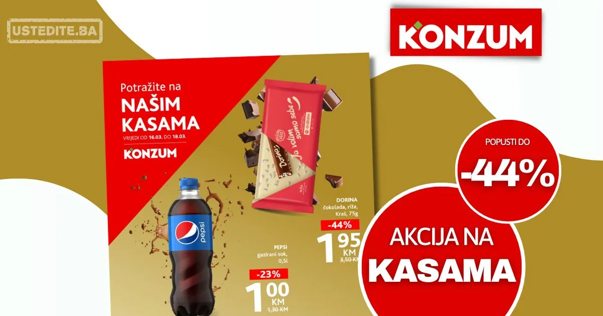 Konzum AKCIJA NA KASAMA 16-18.3.2026.