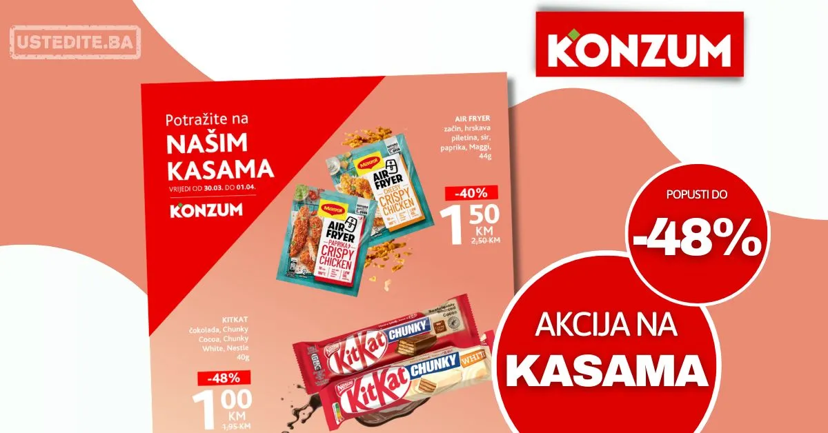 Konzum AKCIJA NA KASAMA 30.3-1.4.2026.