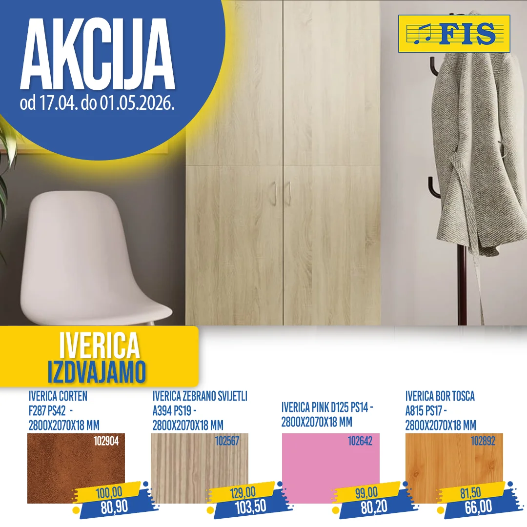 Fis akcija PLOČASTI MATERIJAL 17.4-1.5.2026.