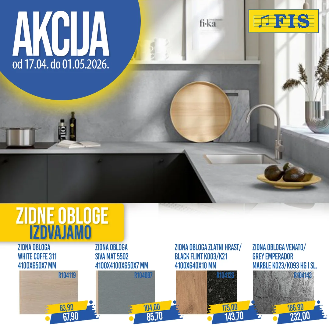 Fis akcija PLOČASTI MATERIJAL 17.4-1.5.2026.