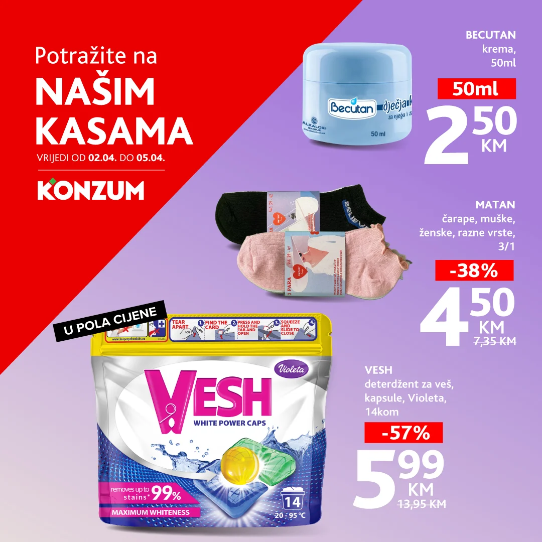 Konzum AKCIJA NA KASAMA 2-5.4.2026.
