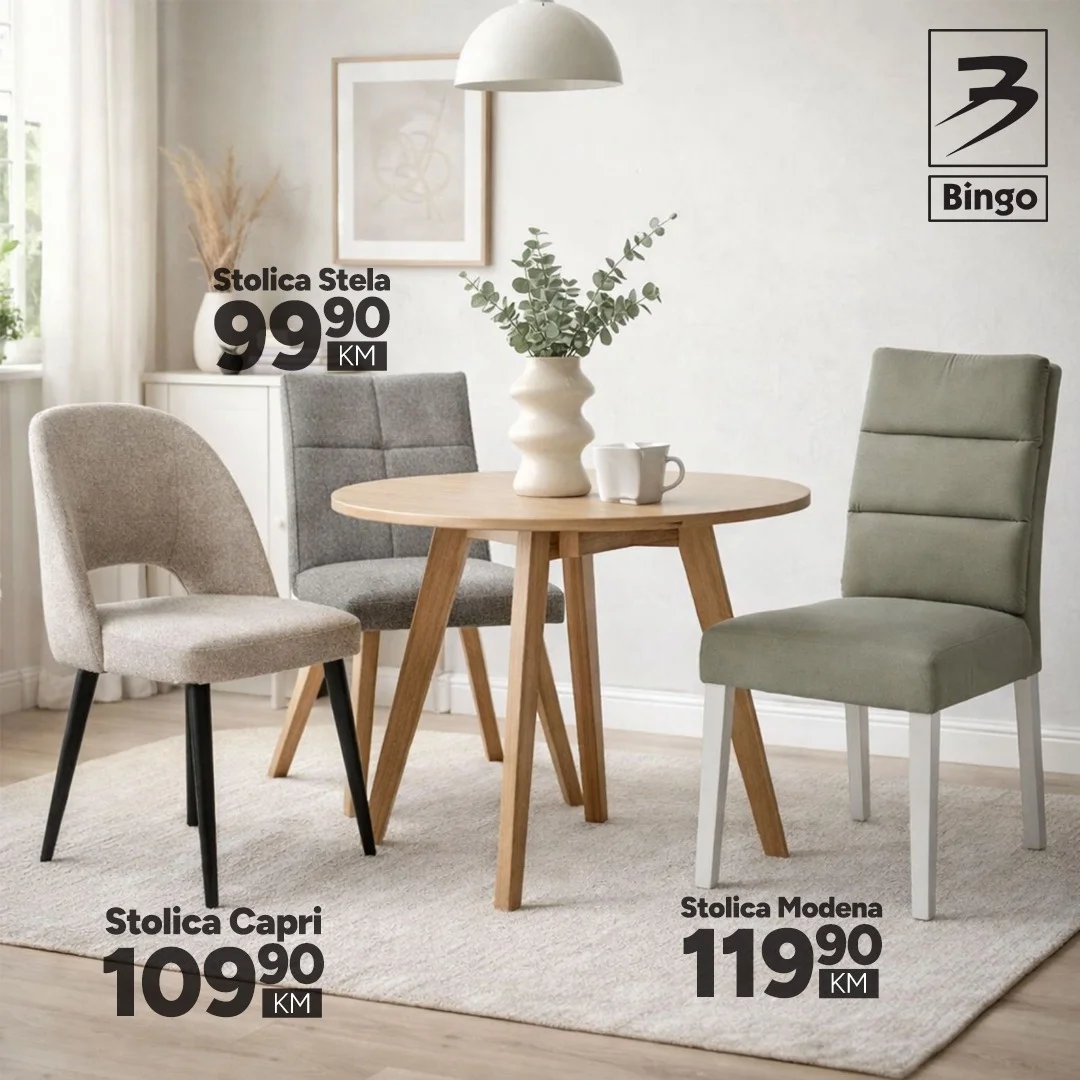 Bingo online shop SNIŽENJE TRPEZARIJSKIH STOLICA april 2026.