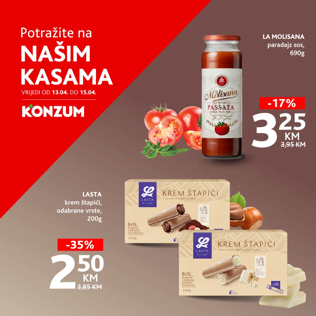 Konzum AKCIJA NA KASAMA 13-15.4.2026.