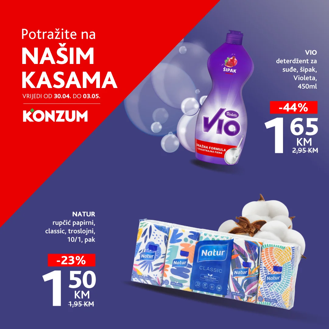 Konzum AKCIJA NA KASAMA 30.4-1.5.2026. 