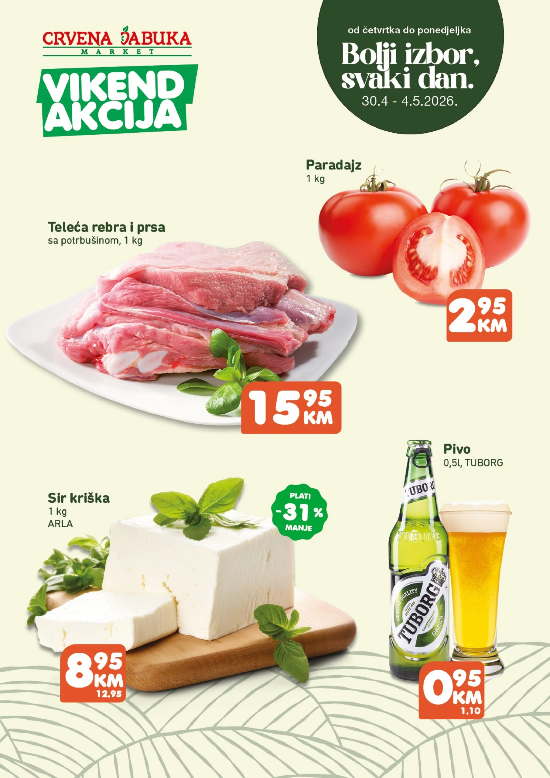 Crvena jabuka market vikend akcija 30.4-4.5.2026. 