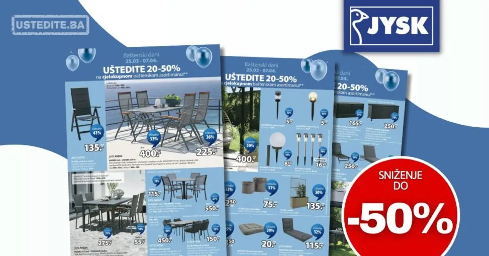 Jysk sniženje BAŠTENSKI NAMJEŠTAJ 25.3-7.4.2026.