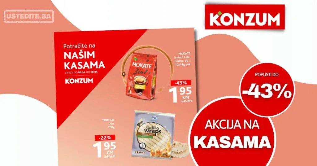 Konzum AKCIJA NA KASAMA 6-8.2026.