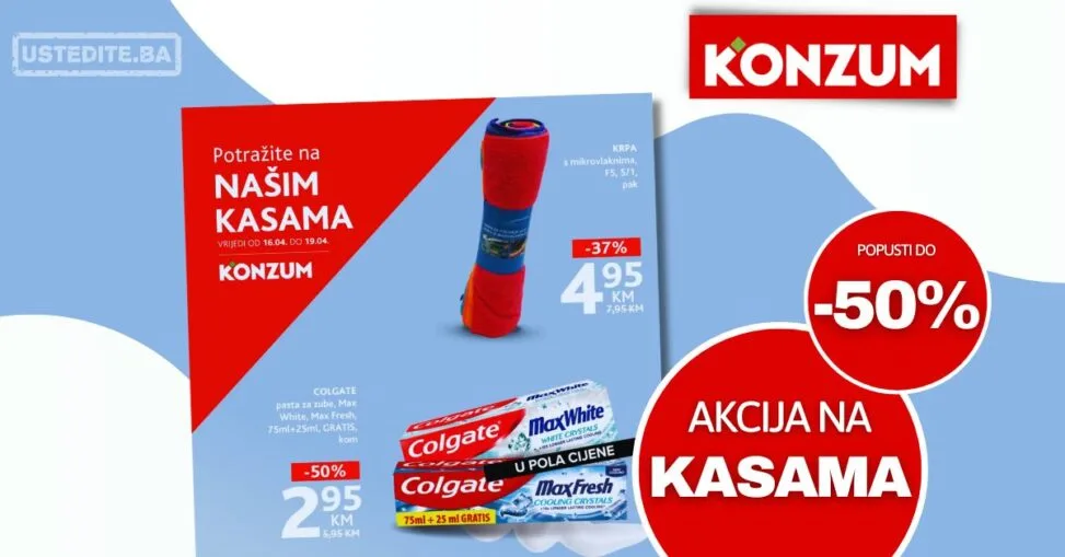 Konzum AKCIJA NA KASAMA 16-19.4.2026.