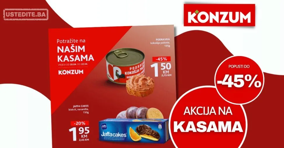 Konzum AKCIJA NA KASAMA 20-22.4.2026.