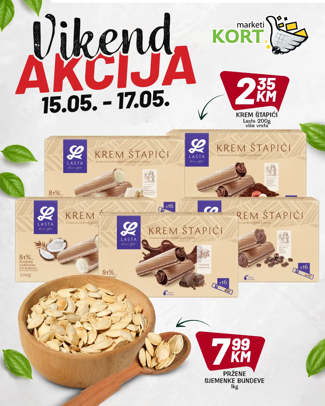 Kort vikend akcija 15-17.5.2026.